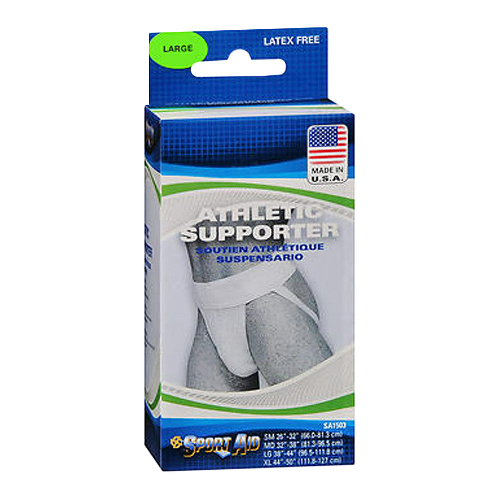 Sportaid Athletic Supporter Of Size: 38 - 44 Inch, White, Large, 1 Ea